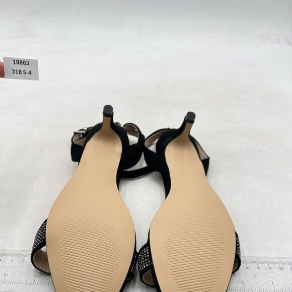 XYD Women Open Toe Ankle Strap Sandals Kitten Heel Rhinestones Studded Buckle - Picture 7 of 8